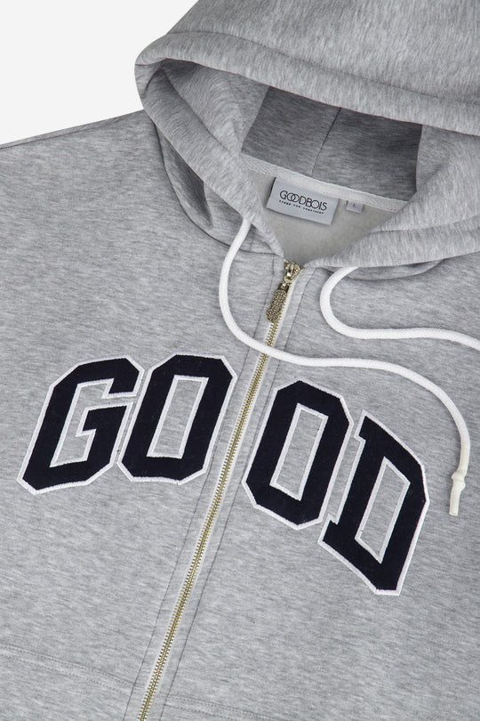 ALUMNI ZIP HOODY HEATHER GREY