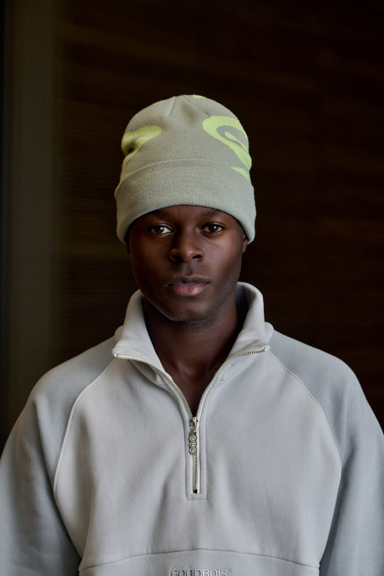 CODE KNIT BEANIE GREY/GREEN