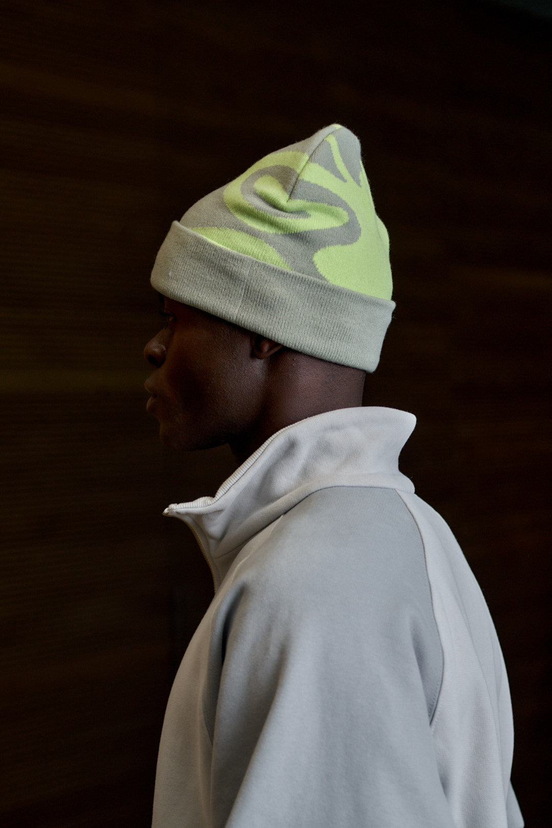 CODE KNIT BEANIE GREY/GREEN