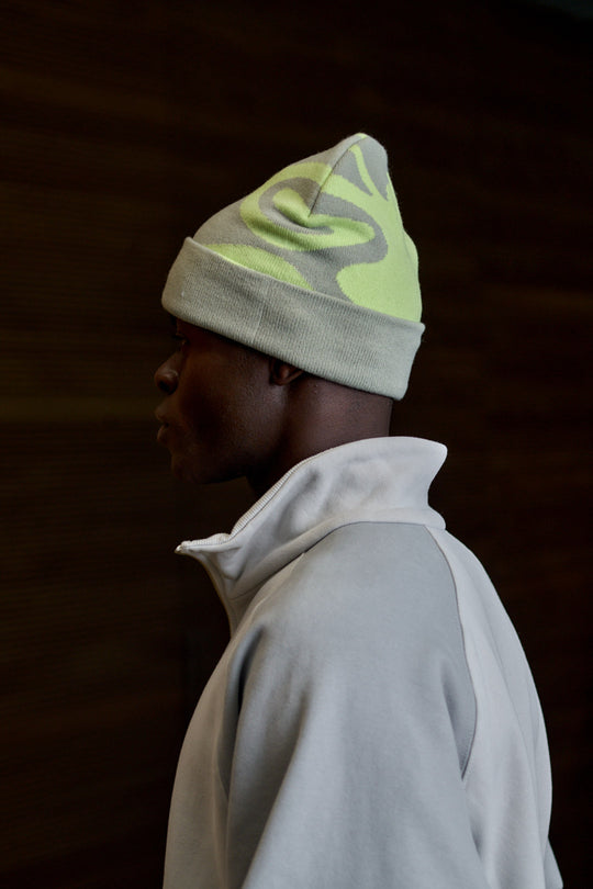 CODE KNIT BEANIE GREY/GREEN