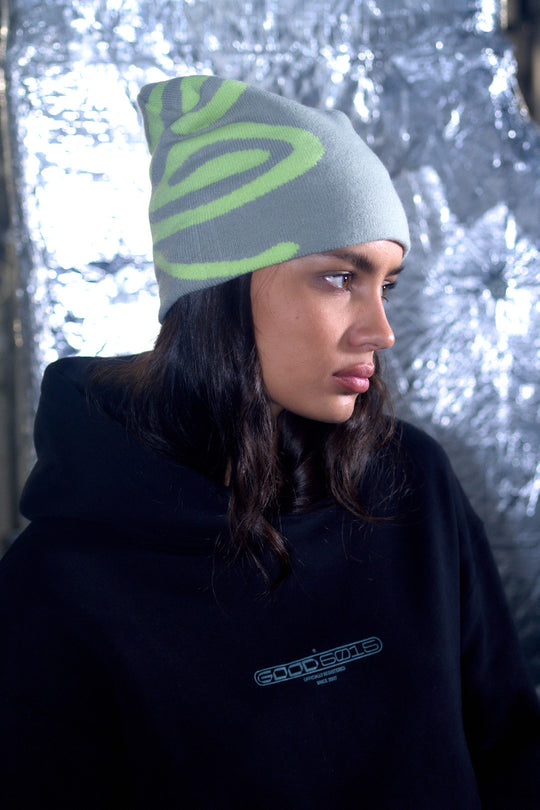 CODE KNIT BEANIE GREY/GREEN