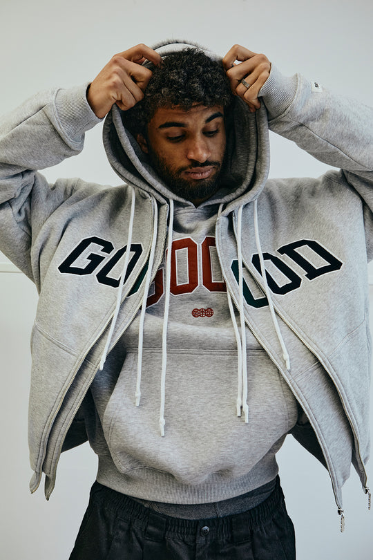 ALUMNI ZIP HOODY GREY/GREEN