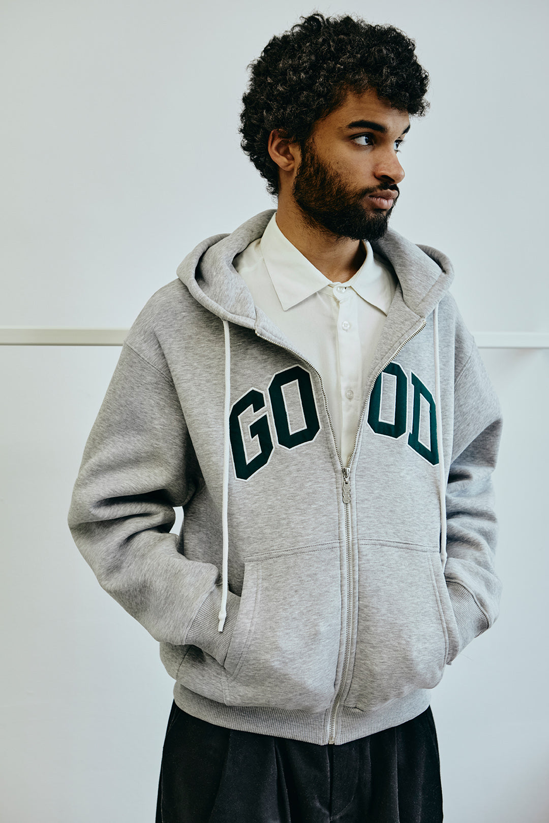 ALUMNI ZIP HOODY GREY/GREEN