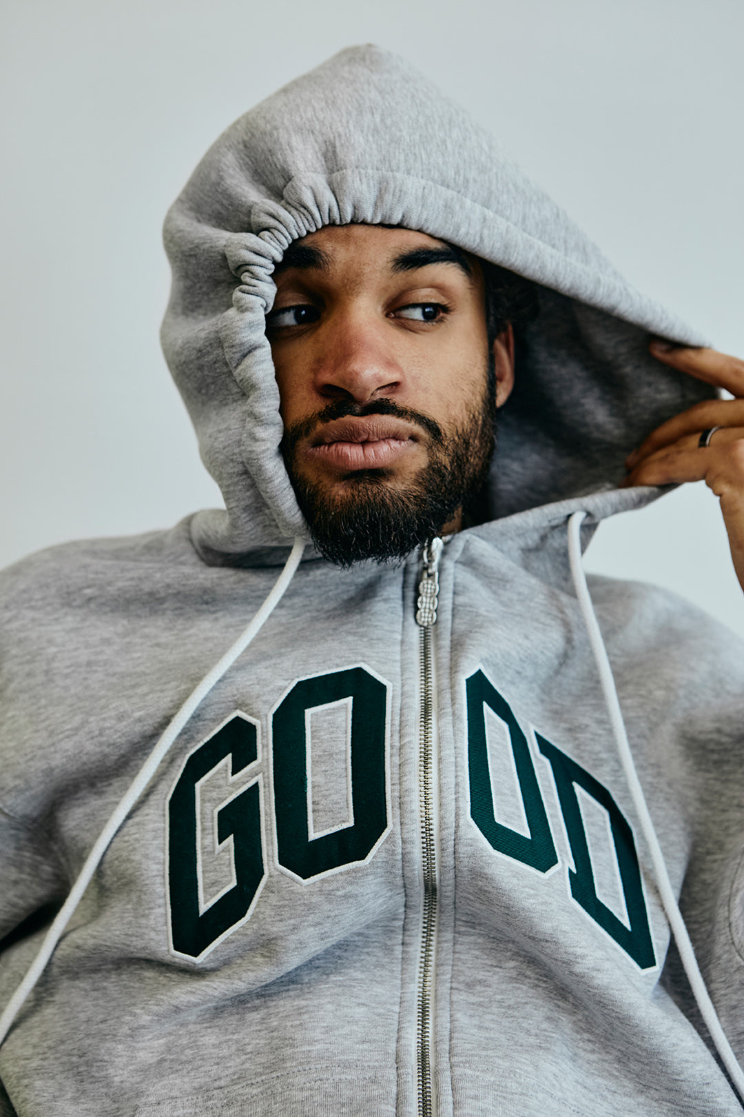 ALUMNI ZIP HOODY GREY/GREEN