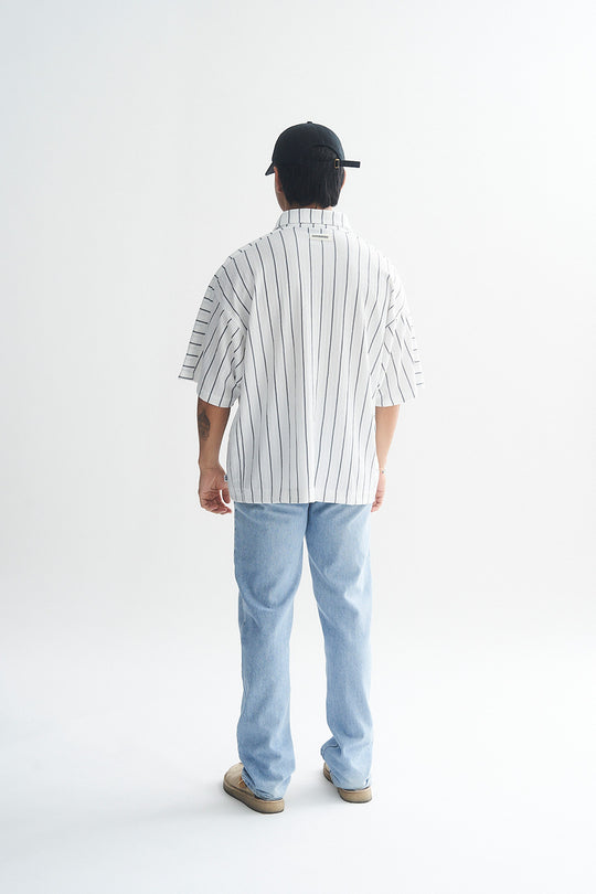 TIMELESS STRIPED BUTTON SHIRT WHITE