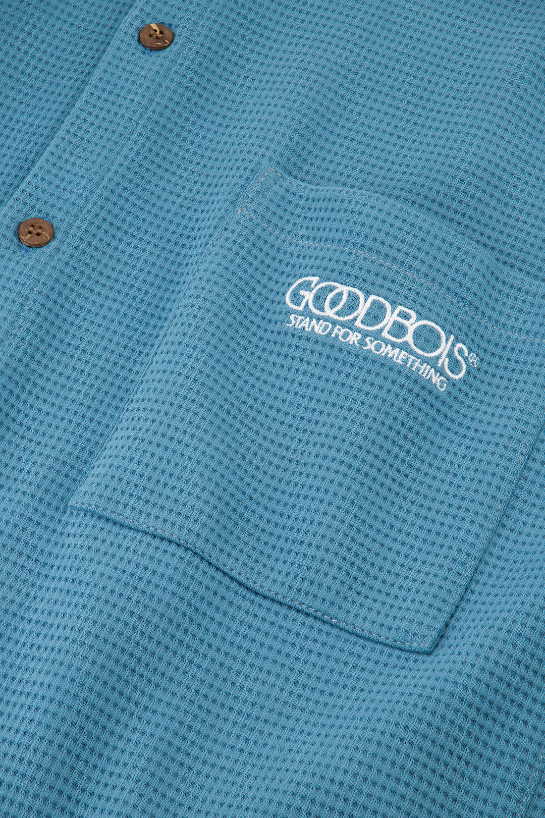 OG LOGO PIQUE BUTTON SHIRT BLUE