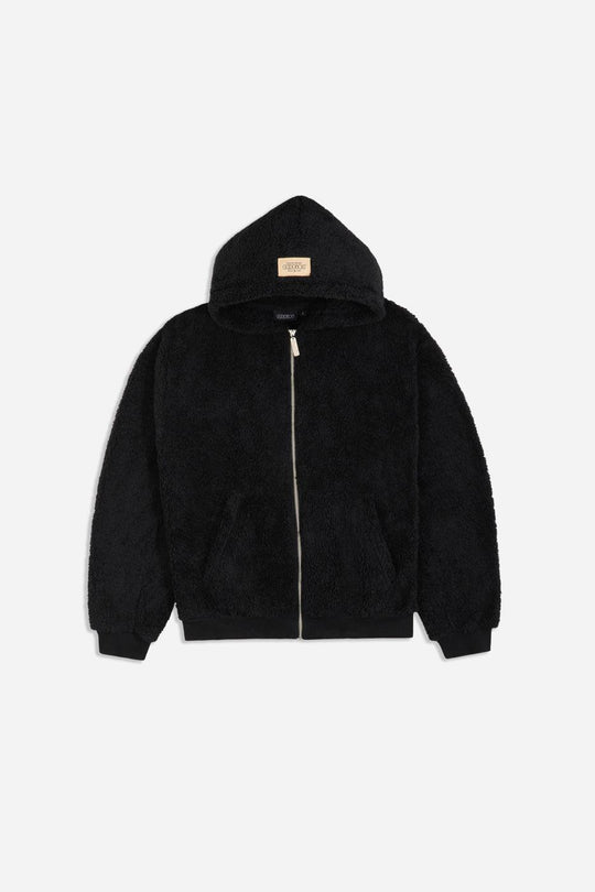 OG LOGO SHERPA ZIP HOODY BLK