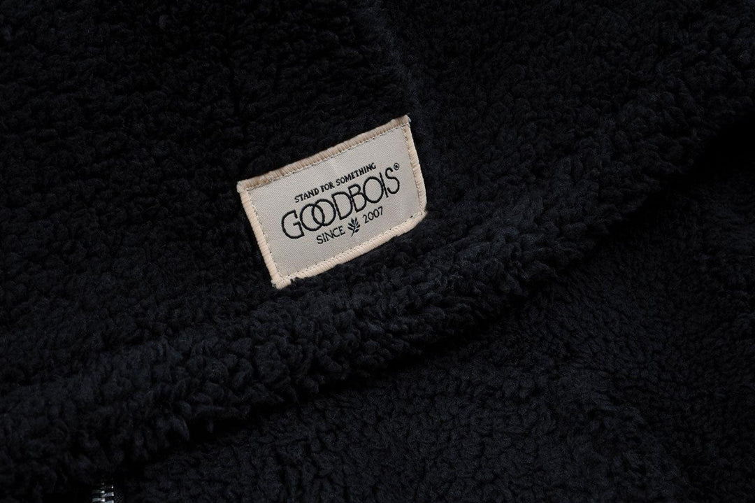 OG LOGO SHERPA ZIP HOODY BLK