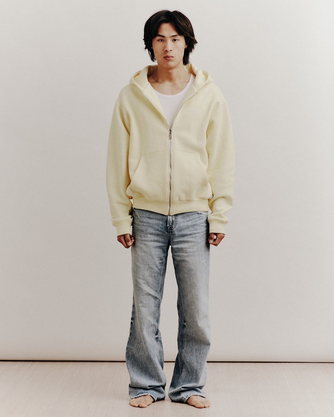 BOYFRIEND ZIP HOODY YELLOW