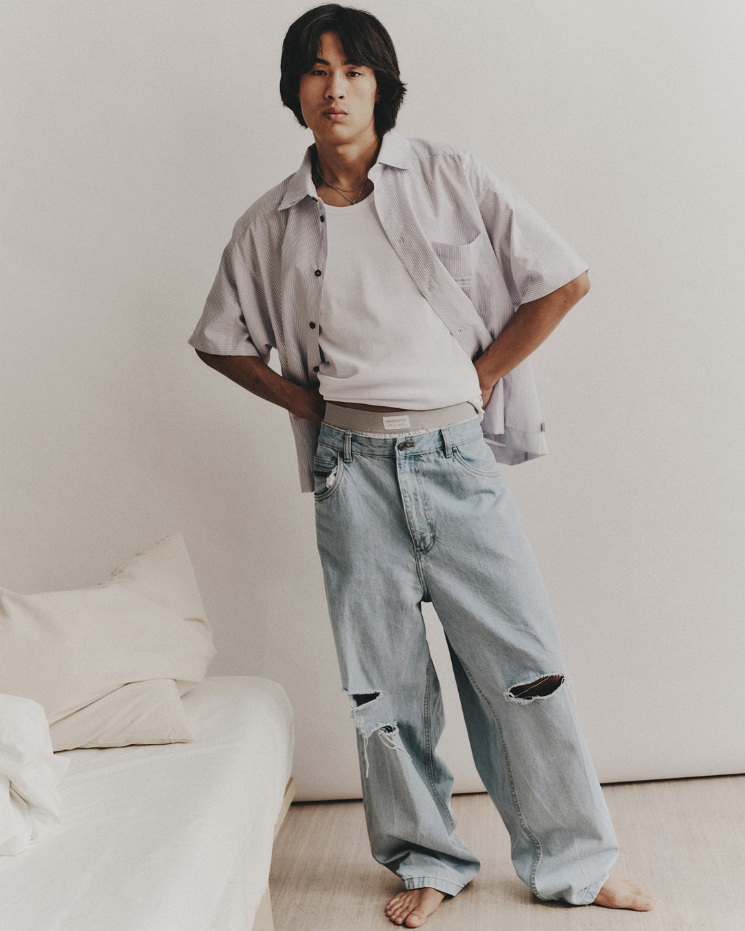 RIZZ BUTTON SHIRT GREY